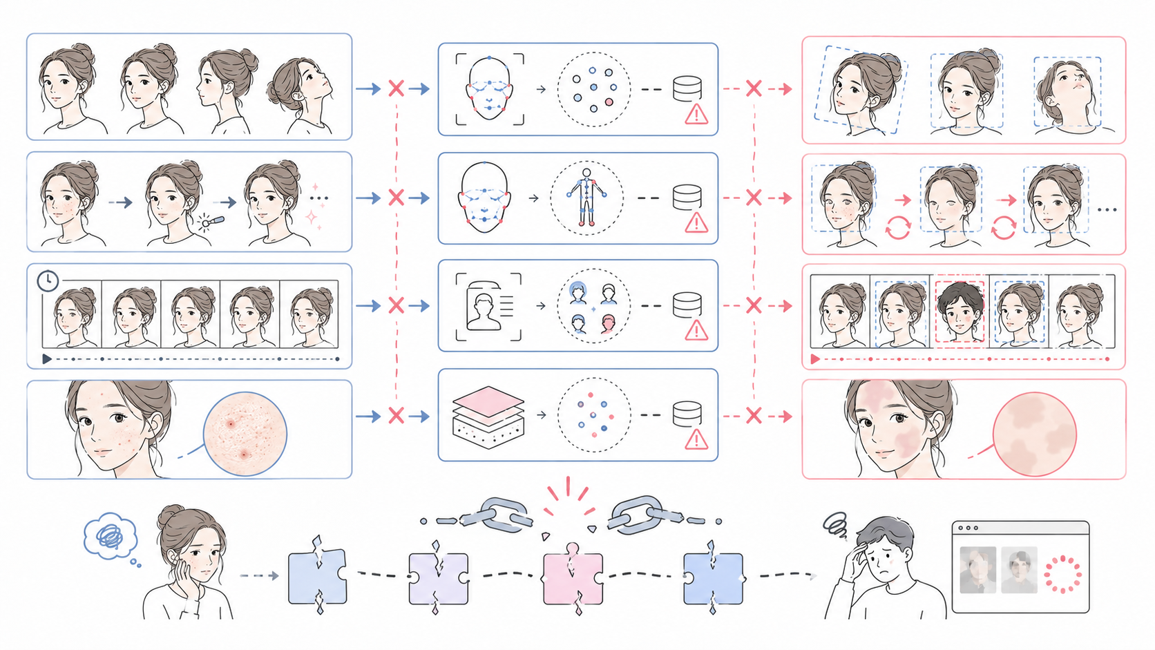 セッション内で人物情報と補正設定を引き継ぐ照合の図